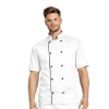Bluza kucharska biała krótki rękaw lamówka czarna roz.3XL – bluza kucharska – odzież gastronomiczna